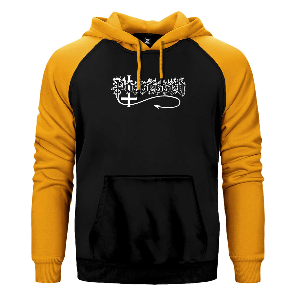 Possessed Text Logo Çift Renk Reglan Kol Sweatshirt / Hoodie