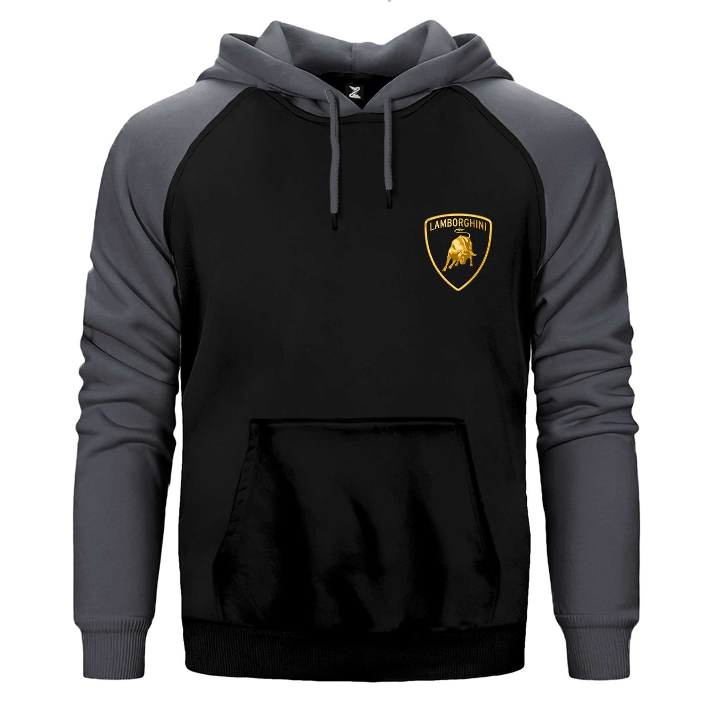 Lamborghini Gold Logo Çift Renk Reglan Kol Sweatshirt / Hoodie