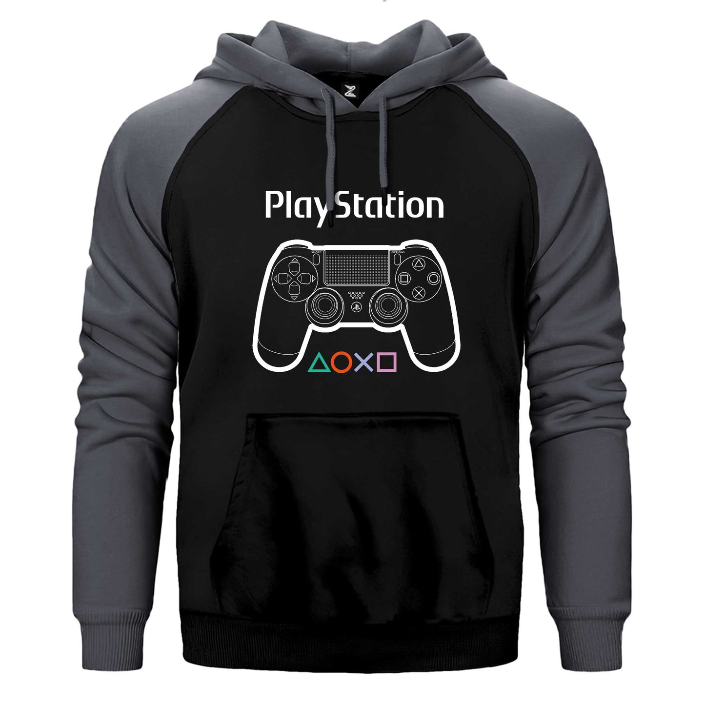 Playstation Gamepad Text Çift Renk Reglan Kol Sweatshirt / Hoodie