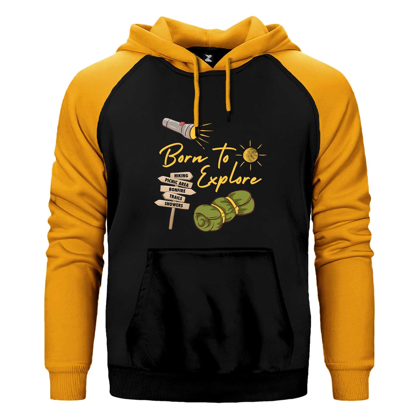 Born To Explore Çift Renk Reglan Kol Sweatshirt / Hoodie
