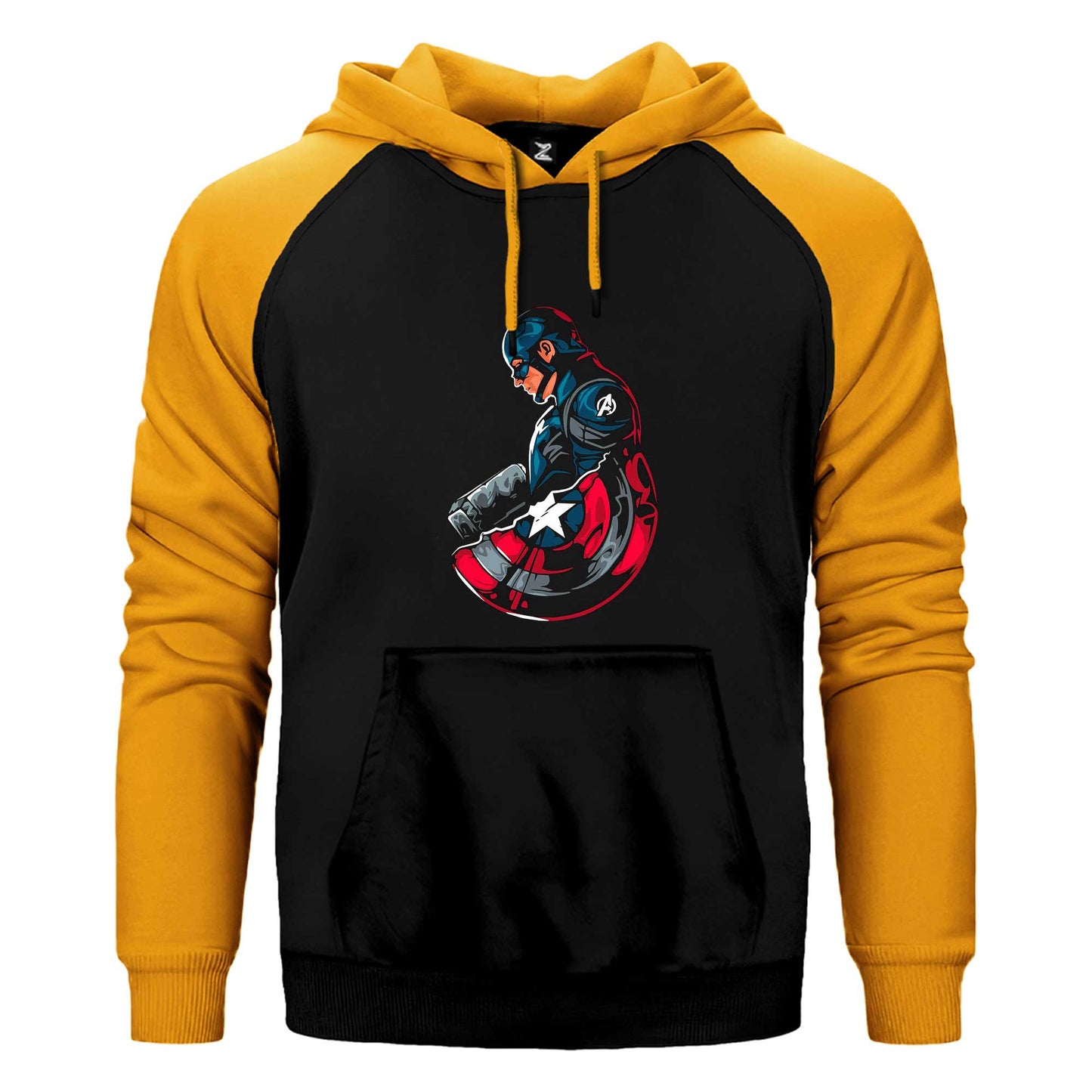 Kaptan America Çift Renk Reglan Kol Sweatshirt / Hoodie