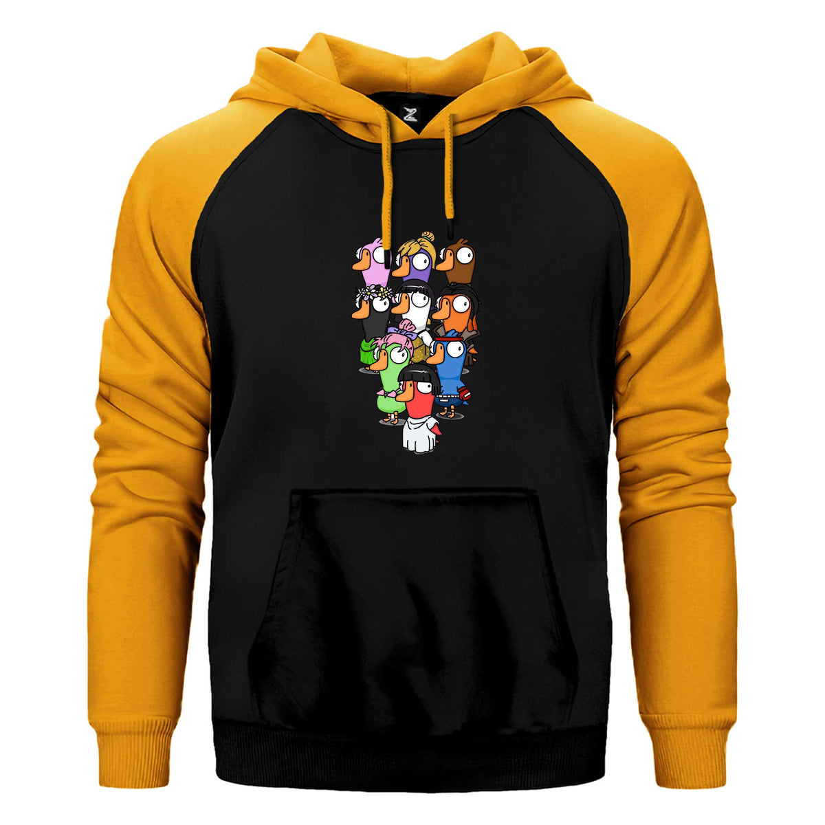 Goose Goose Duck Karakter Çift Renk Reglan Kol Sweatshirt / Hoodie