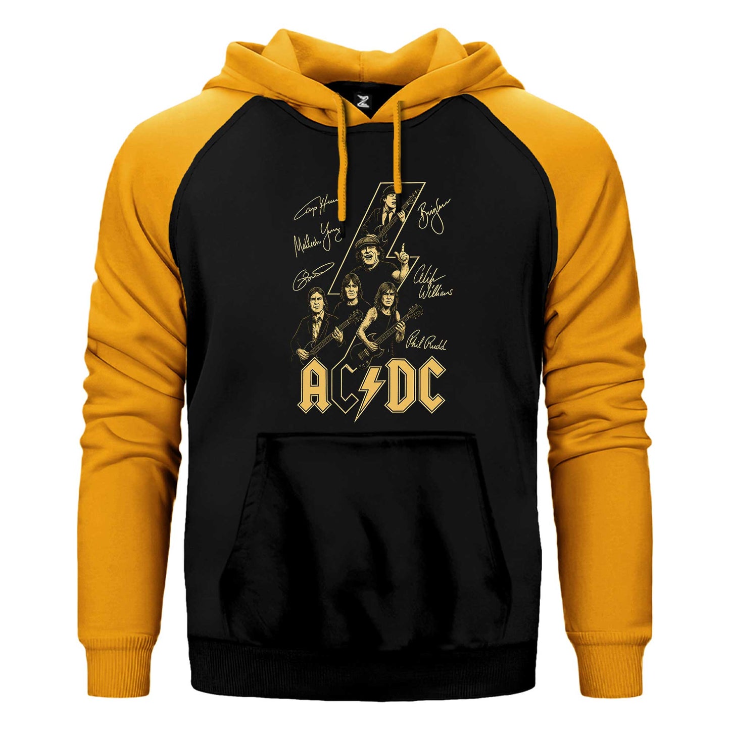 Ac Dc Silüet İmza Çift Renk Reglan Kol Sweatshirt / Hoodie