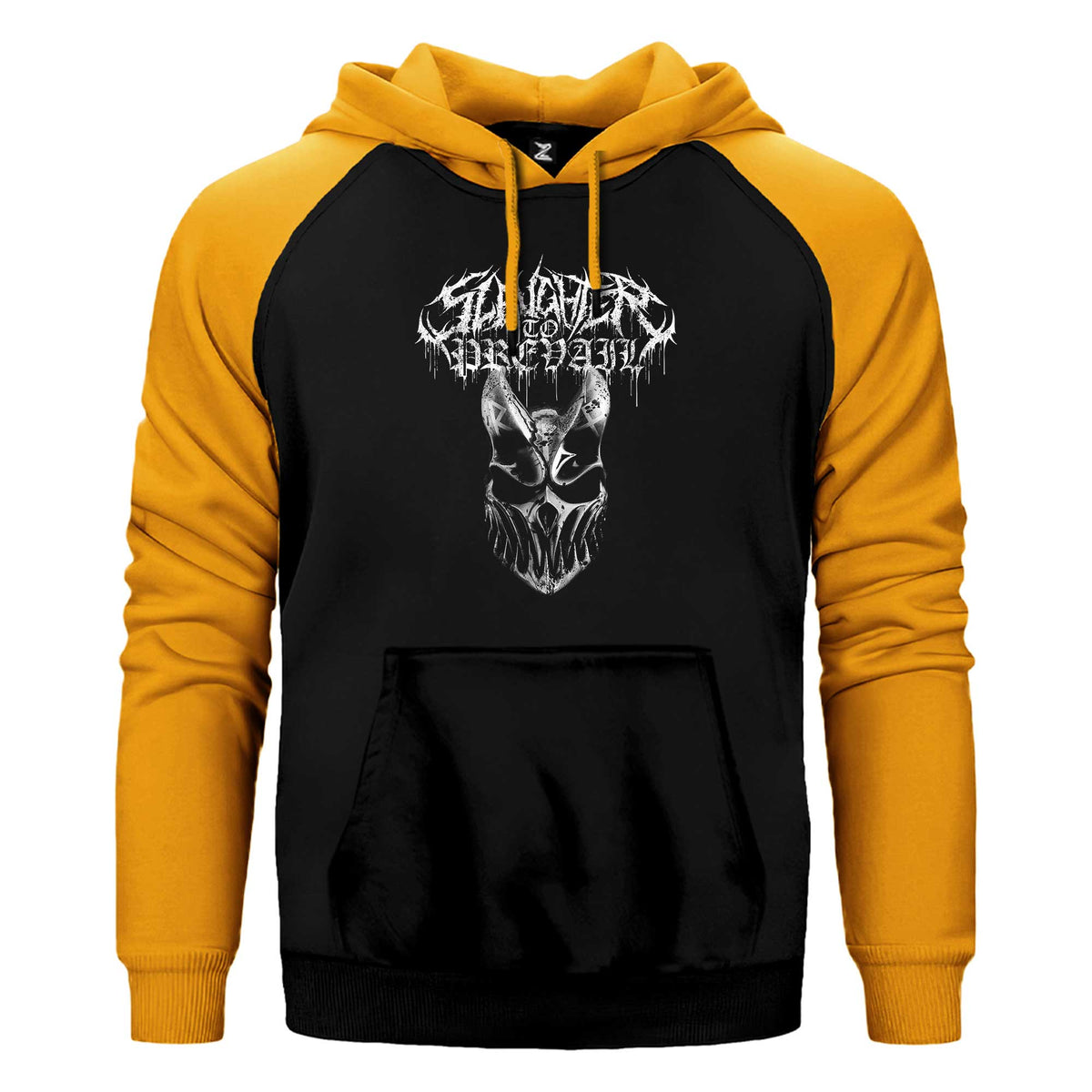 Slaughter To Prevail Silvermask Text Çift Renk Reglan Kol Sweatshirt / Hoodie