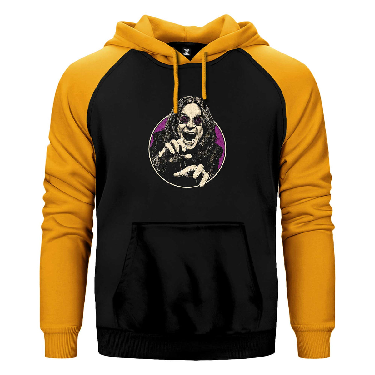 Ozzy Osbourne Portre Çift Renk Reglan Kol Sweatshirt / Hoodie