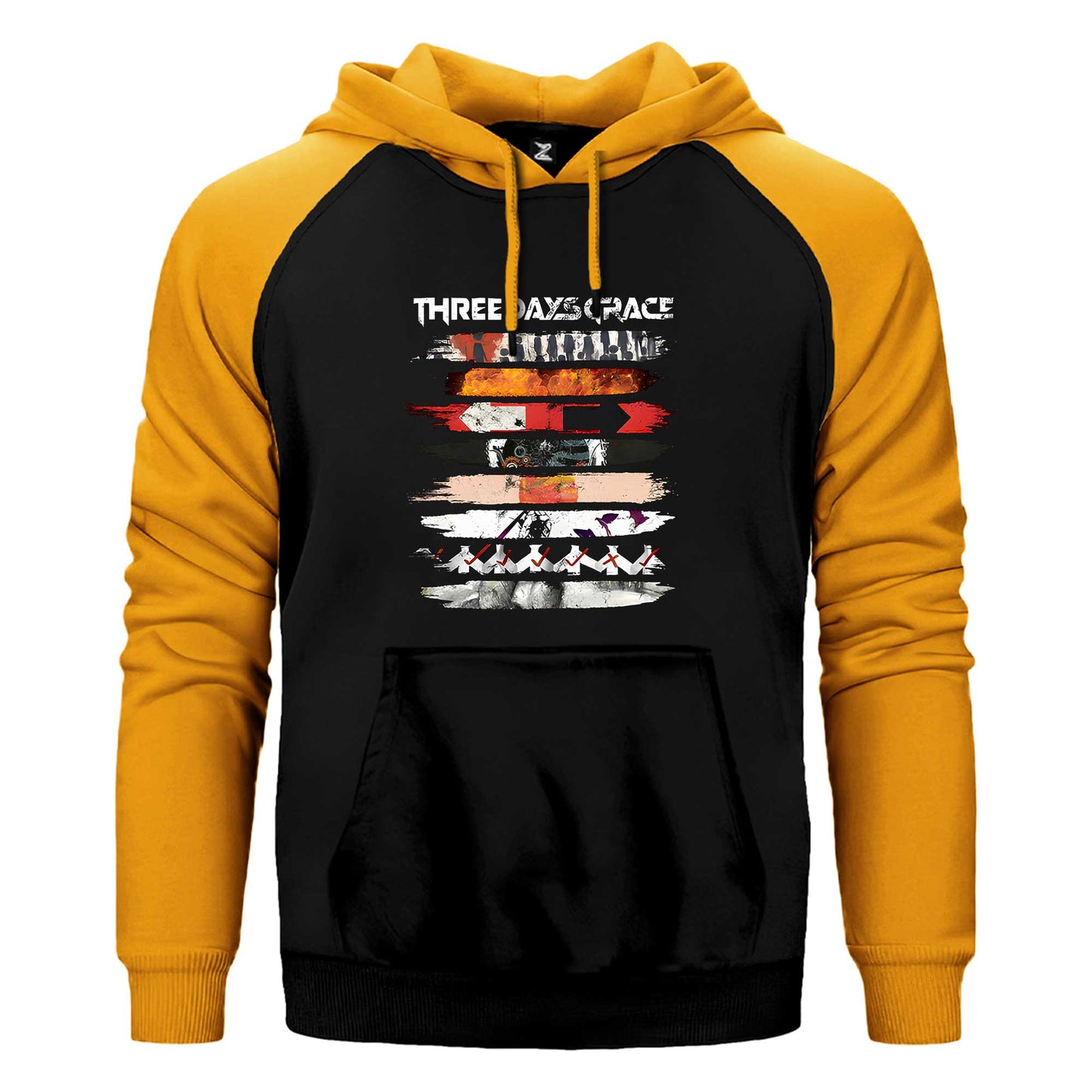 Three Days Grace Album Covers Çift Renk / Parçalı Reglan Kol Sweatshirt