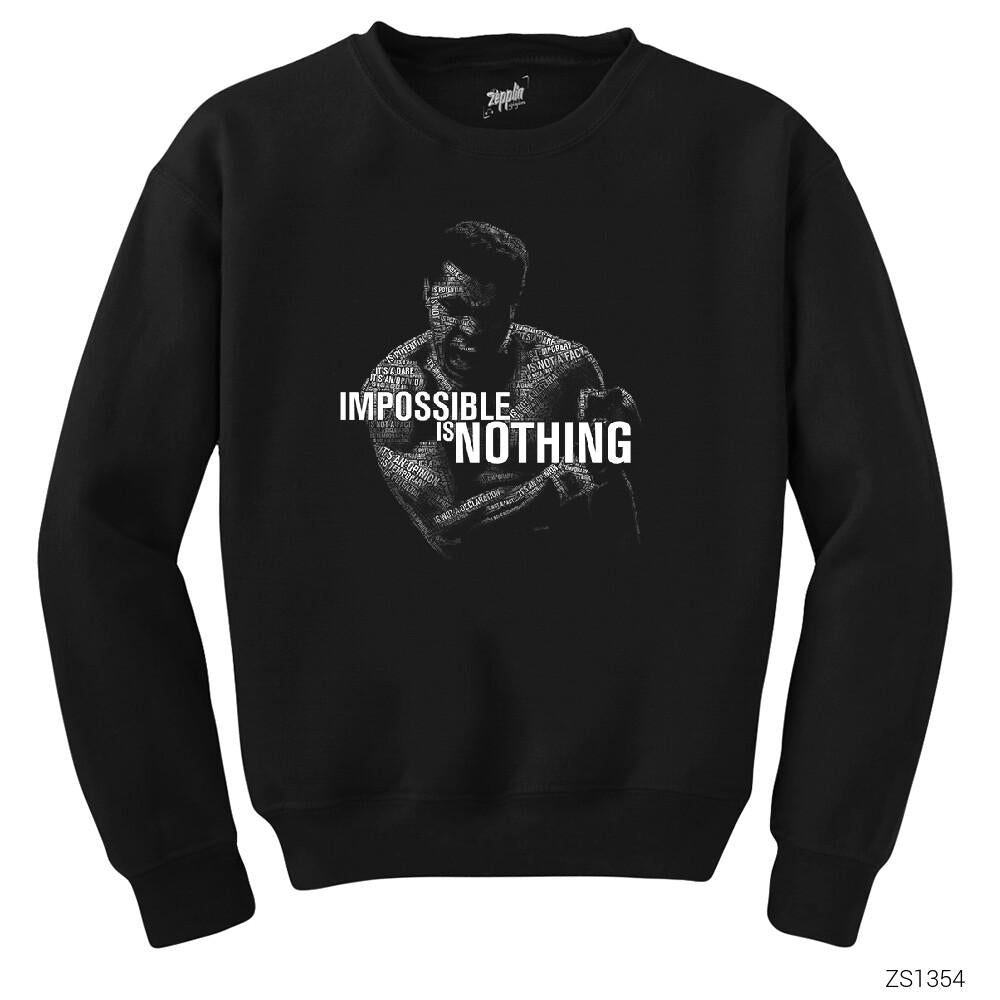İndirimli Muhammed Ali Impossible is Nothing Siyah Sweatshirt