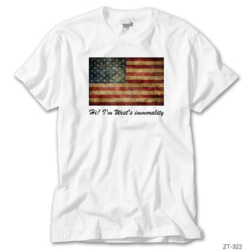 American Flag Vintage Beyaz Tişört