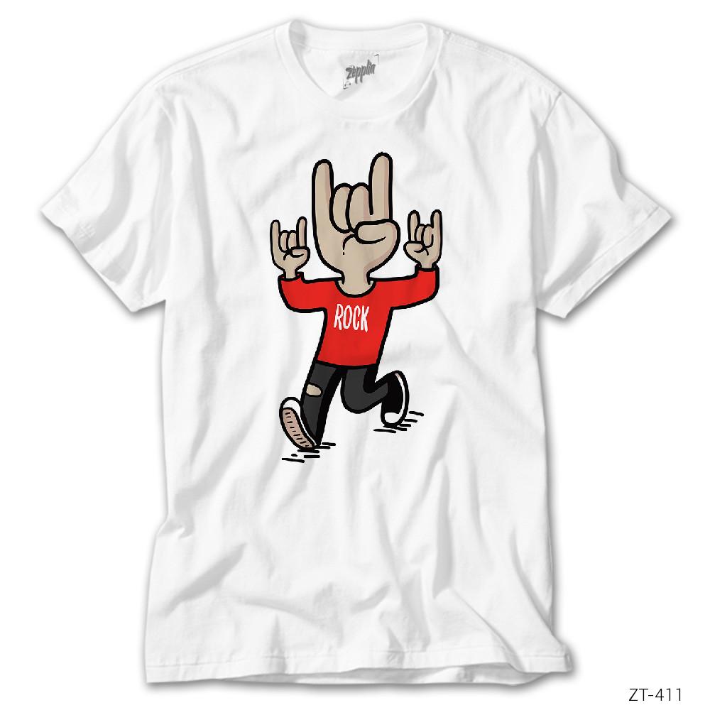 İndirimli Rock n Roll My Life Beyaz Tişört