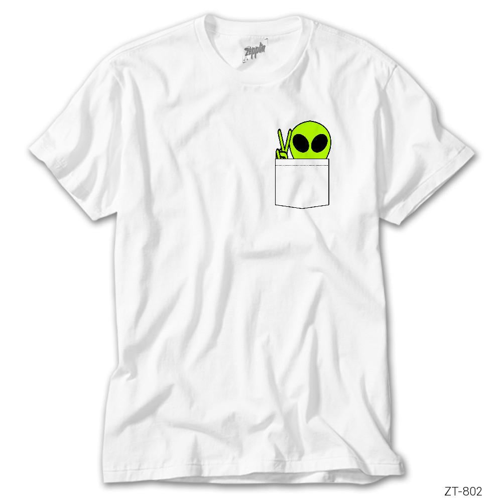 Pocket Alien Beyaz Tişört