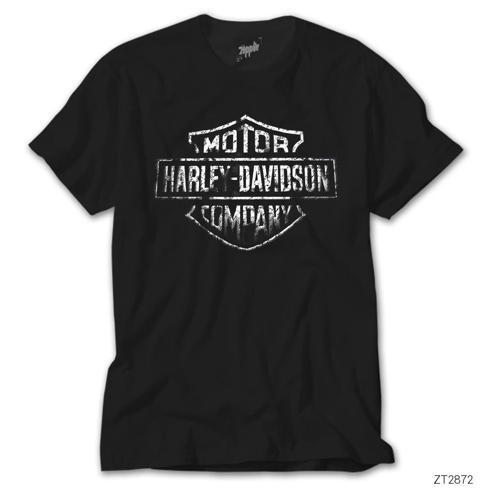 Harley Davidson Damaged Logo Siyah Tişört