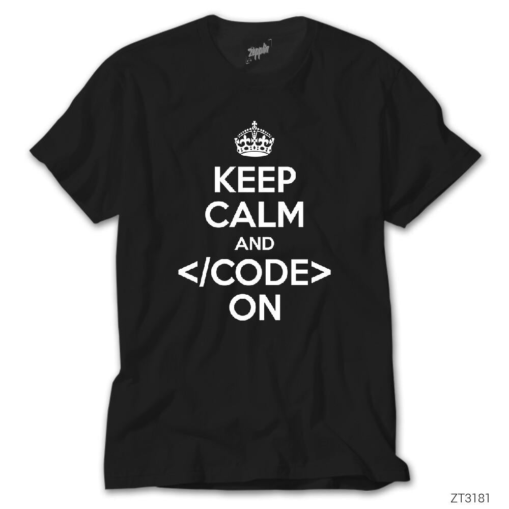 Keep Calm Code Siyah Tişört