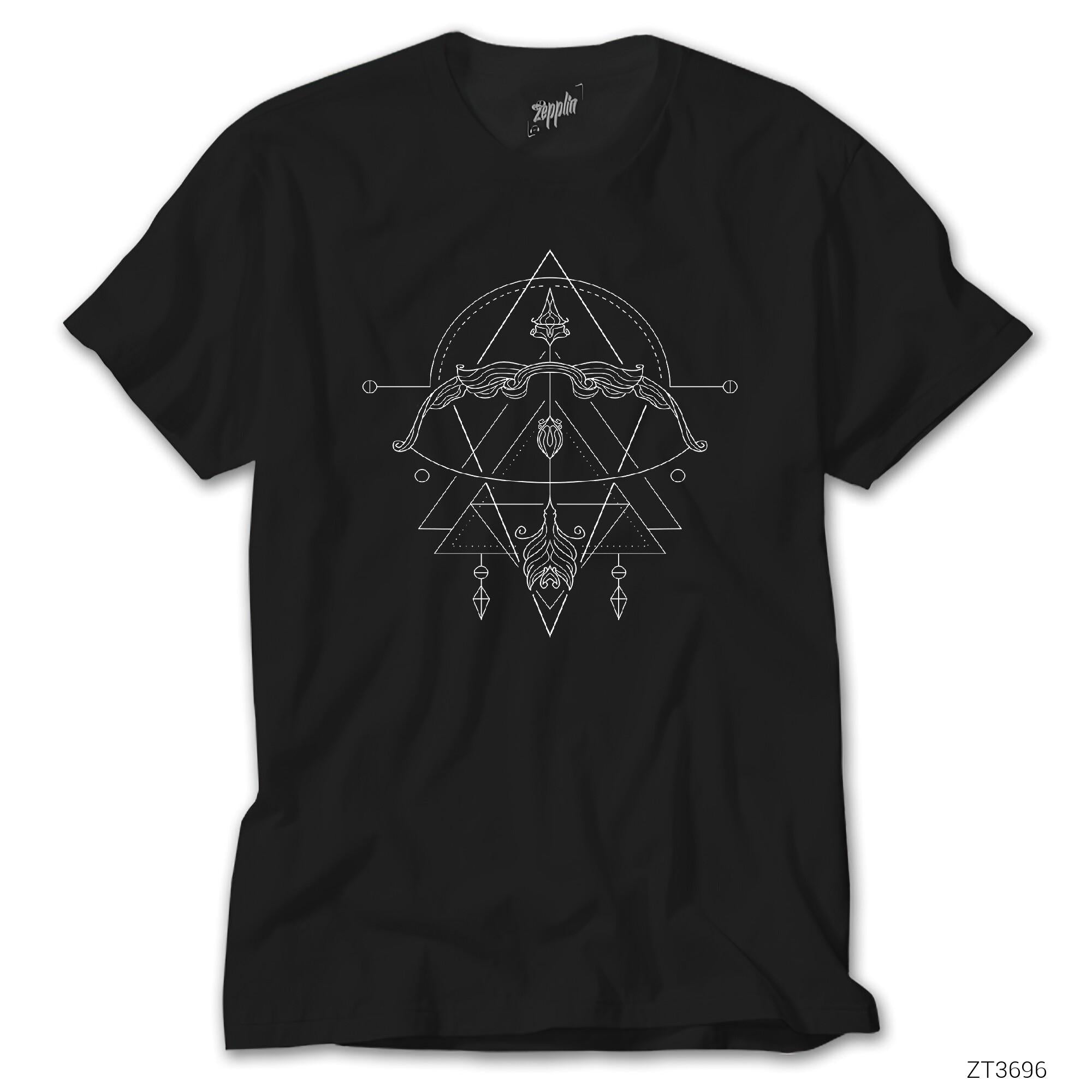 Yay Burcu Geometrik Siyah Tişört