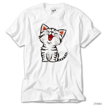 Beyaz Yavru Kedi Beyaz Tişört
