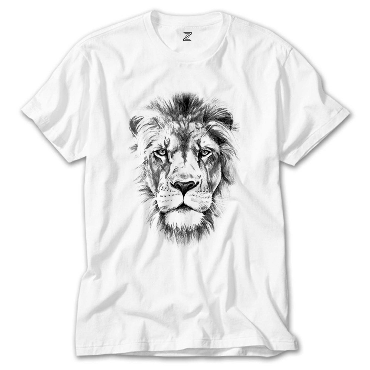 İndirimli Lion Face Beyaz Tişört