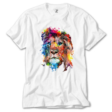Lion Rainbow Beyaz Tişört