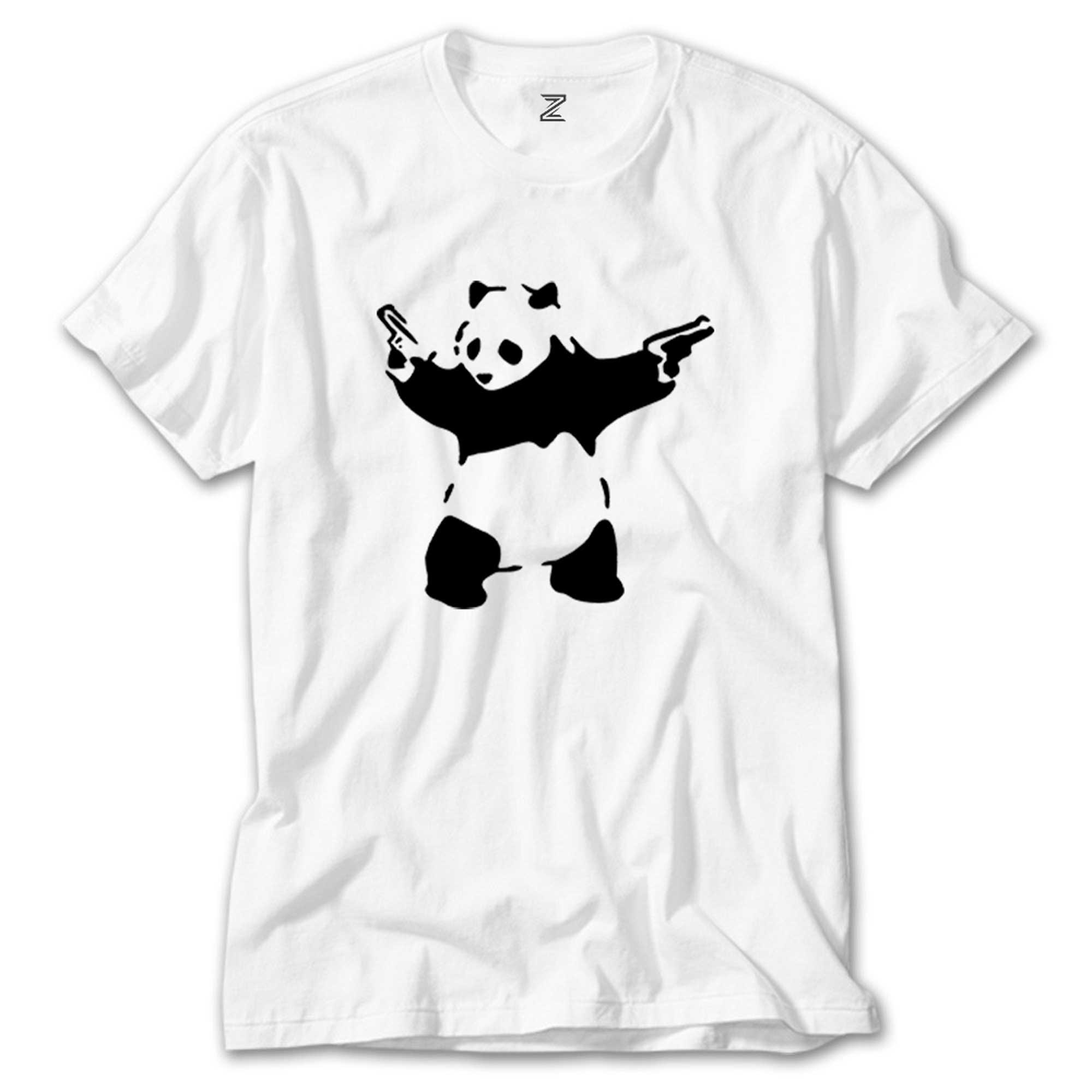 Panda Guns Beyaz Tişört