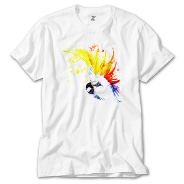 Papağan Sulu Boya Beyaz Tişört