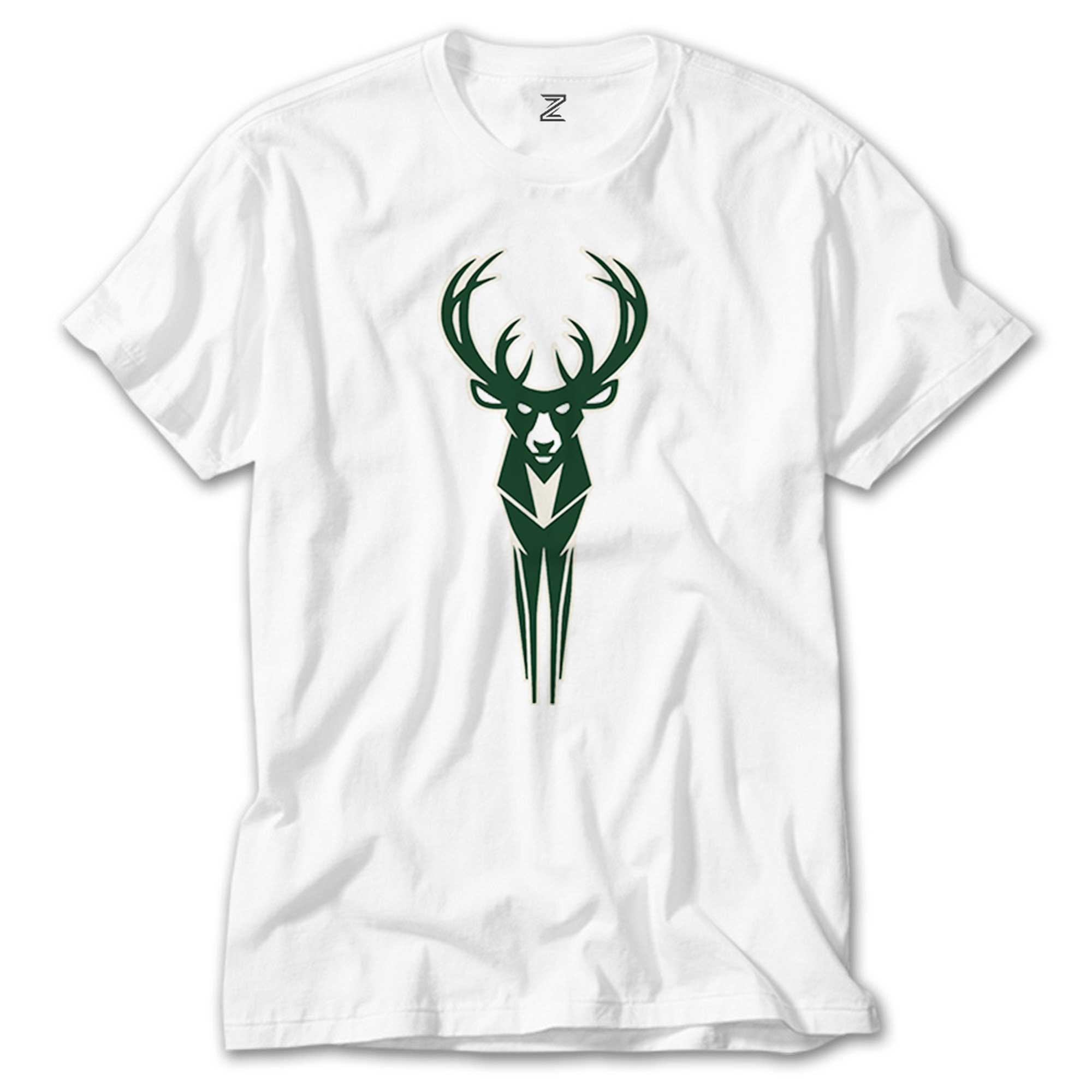 Milwaukee Bucks Logo Beyaz Tişört