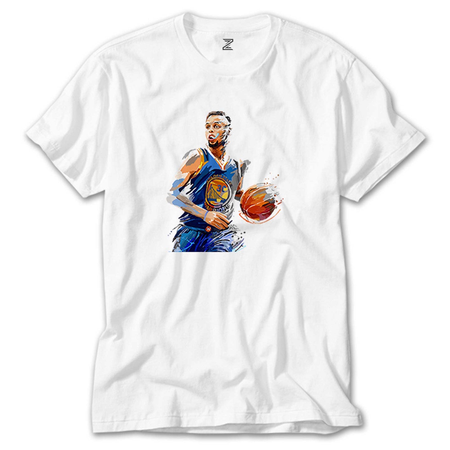 İndirimli Stephen Curry Blue Silhouette Beyaz Tişört