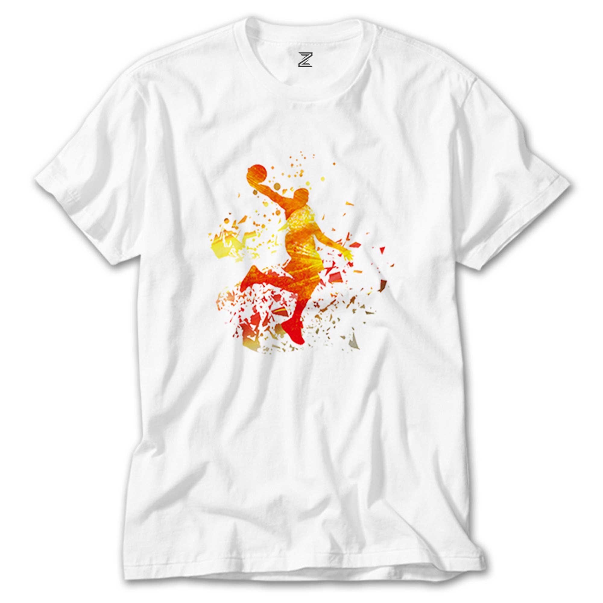 Basketball Fire Silhouette Beyaz Tişört
