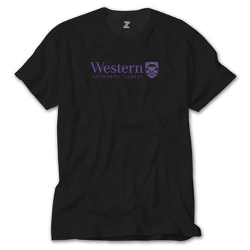 Western University Purple Logo Siyah Tişört