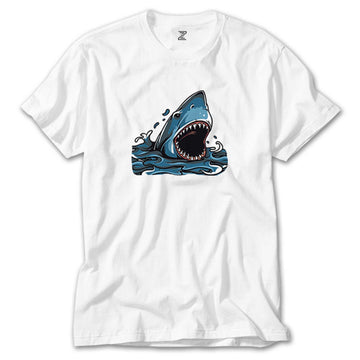 Shark Cartoon Beyaz Tişört