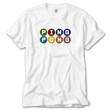 Ping Pong Text Colored Beyaz Tişört