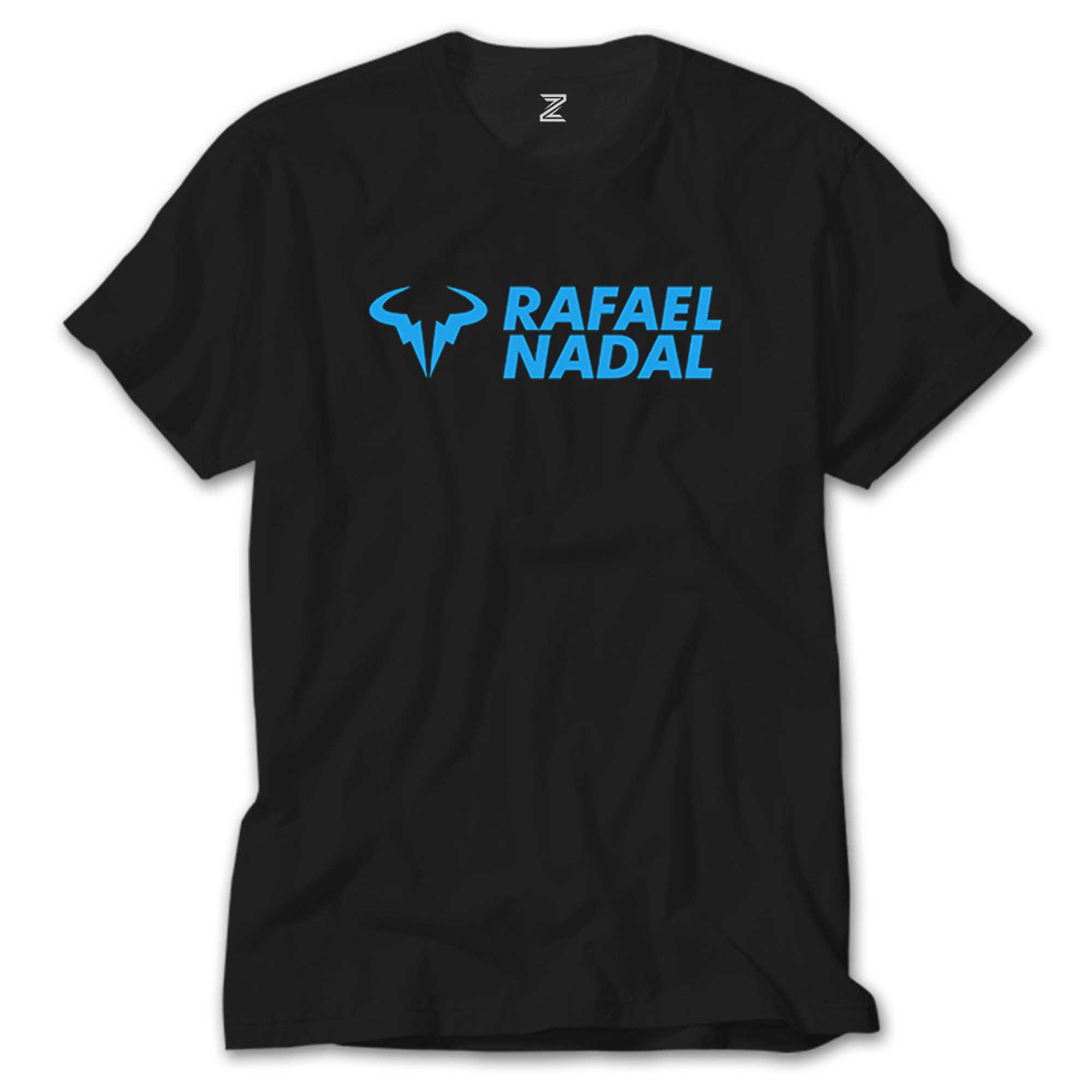 Rafael Nadal Blue Logo Text Siyah Tişört