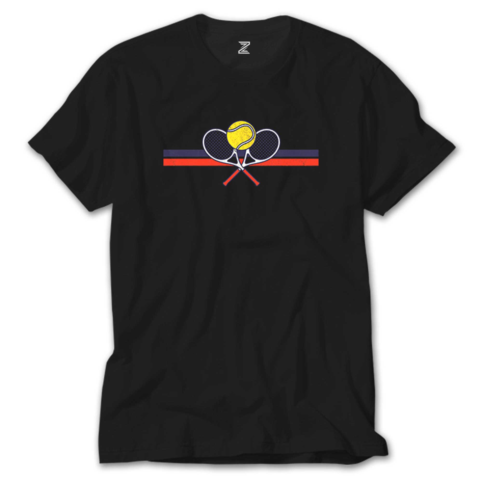 Tennis Racket Retro Siyah Tişört