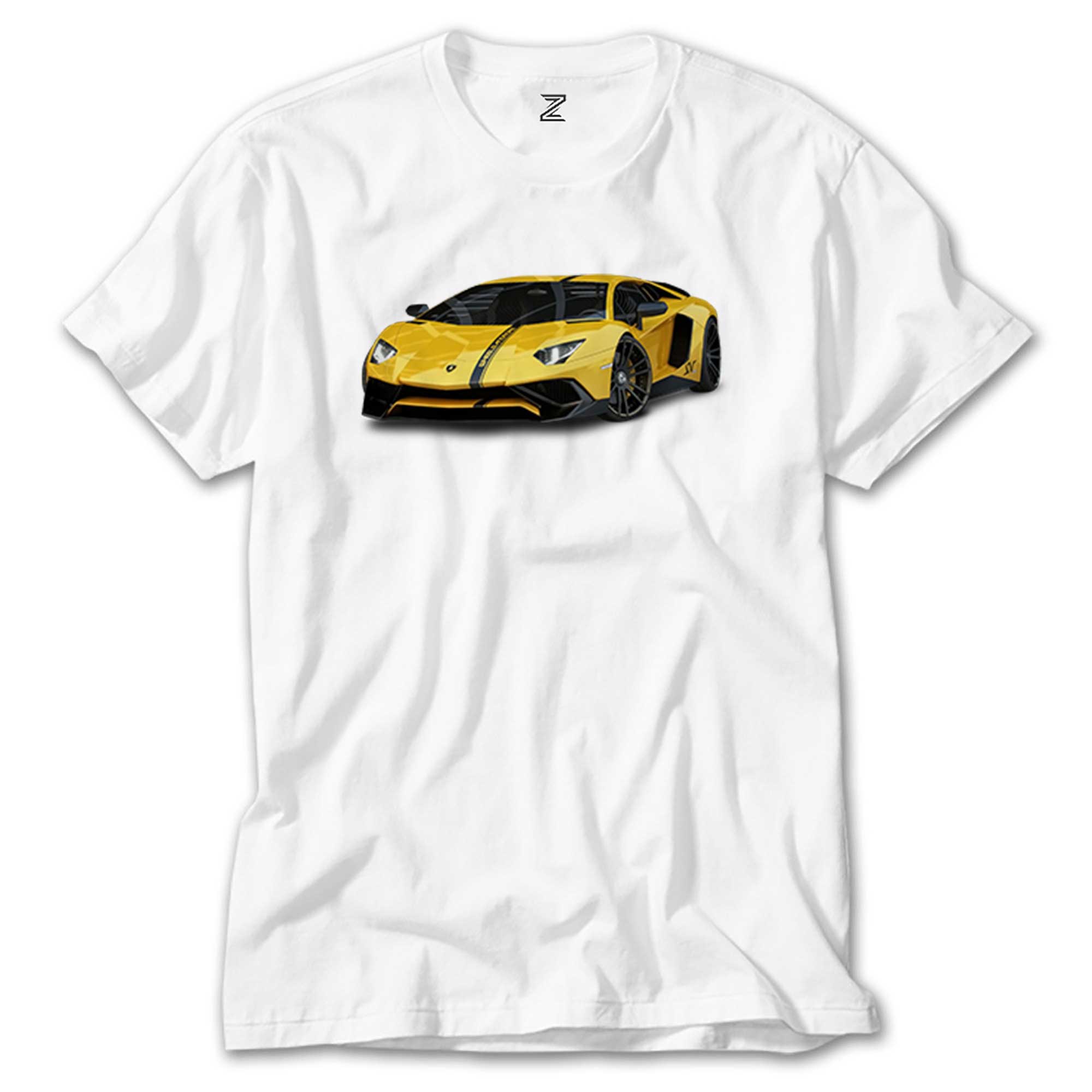 Lamborghini Aventador Yellow Beyaz Tişört