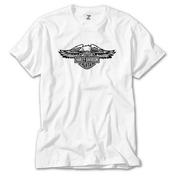 HarleyDavidson Wings Eagle Silhouette Beyaz Tişört