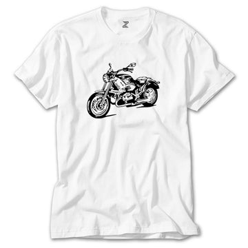 Kruvazör Motosiklet Çizim Beyaz Tişört