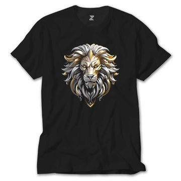 Silver and Gold Lion Siyah Tişört