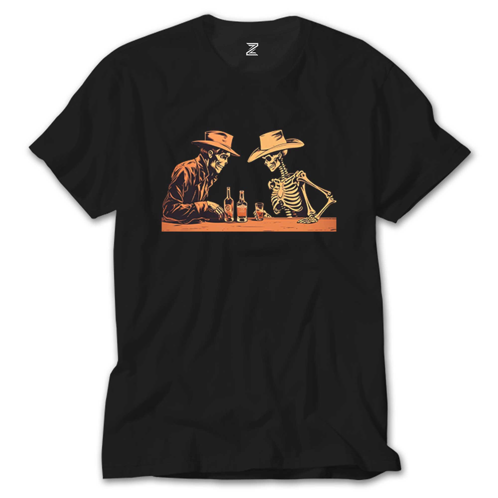 Skelton Cowboy Bar Siyah Tişört