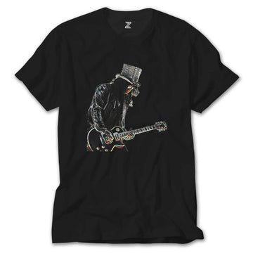 Slash Siluet Guitar Siyah Tişört