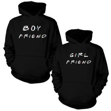 Boy Friend Girl Friend Sevgili Çift Siyah Kapşonlu Sweatshirt Hoodie