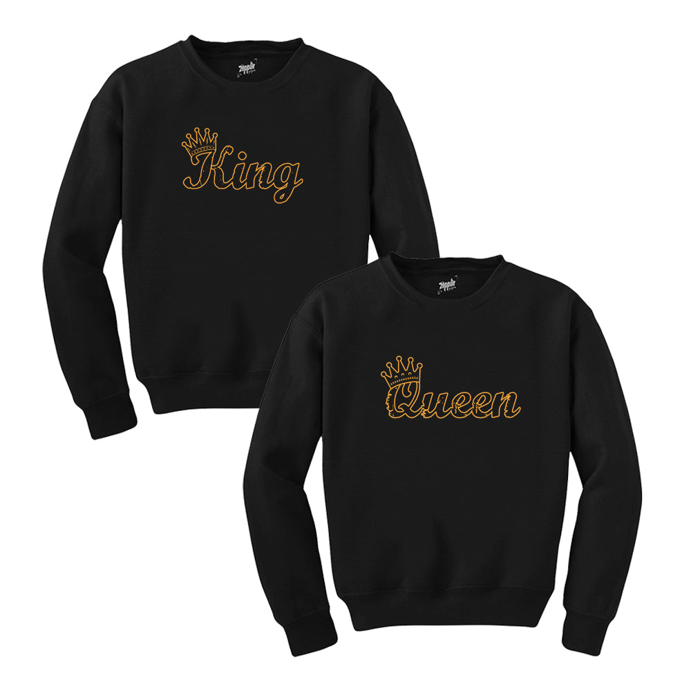 King Queen 1 Siyah Sevgili Çift Siyah Sweatshirt