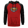 Wonder Woman Gold Logo Çift Renk Reglan Kol Sweatshirt - Zepplingiyim