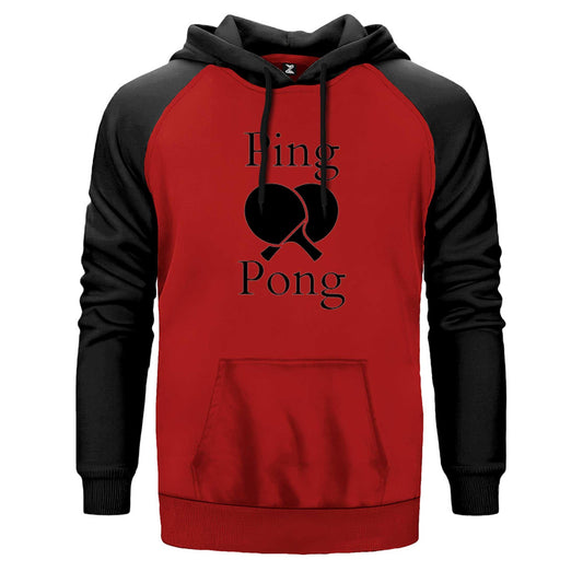 Ping Pong Racket Design Black Çift Renk Reglan Kol Sweatshirt - Zepplingiyim
