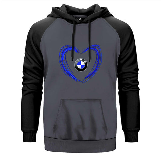 BMW Heart Logo Çift Renk Reglan Kol Sweatshirt - Zepplingiyim