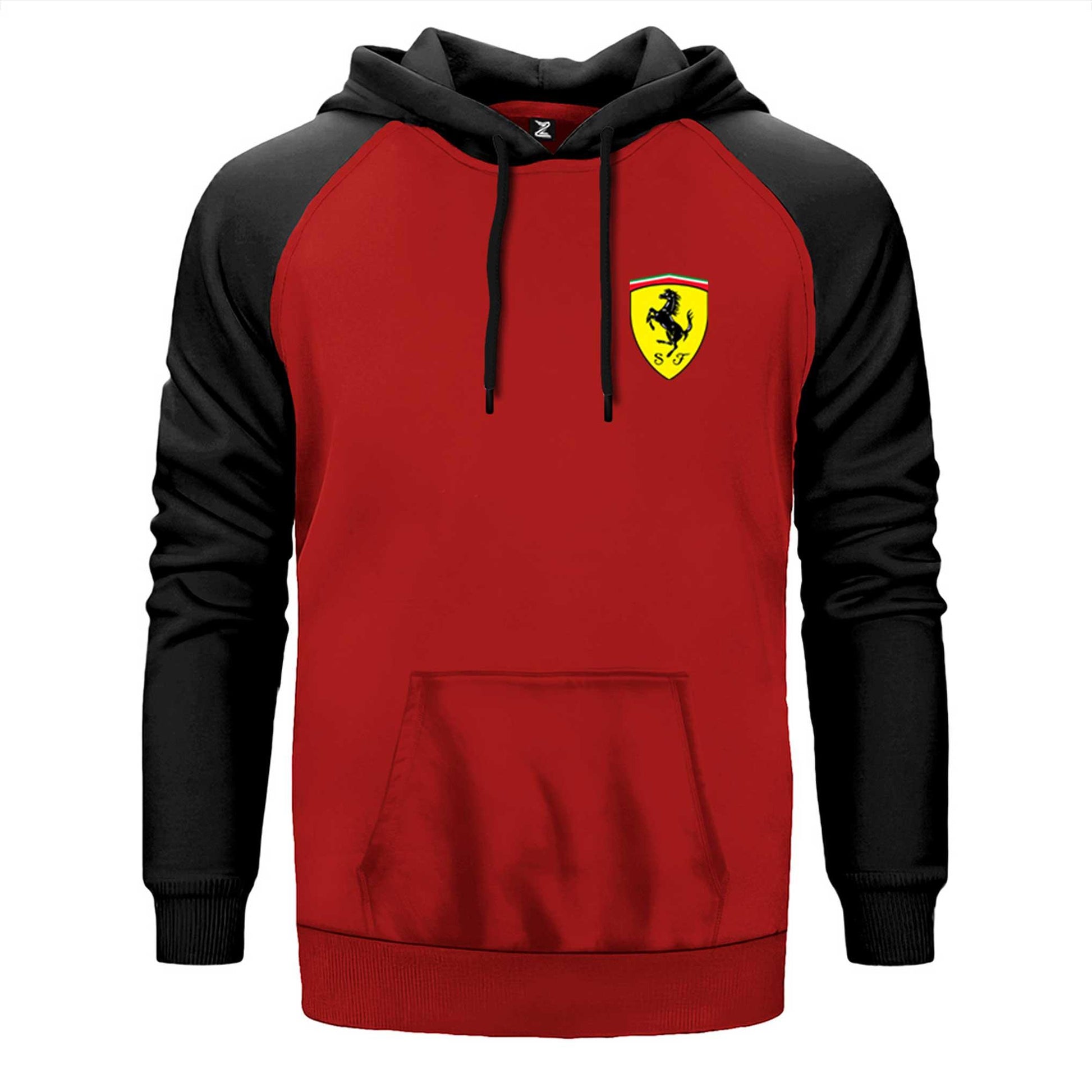 Ferrari Logo Çift Renk Reglan Kol Sweatshirt - Zepplingiyim