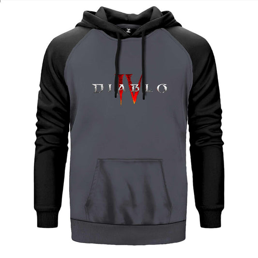 Diablo IV Logo Çift Renk Reglan Kol Sweatshirt - Zepplingiyim