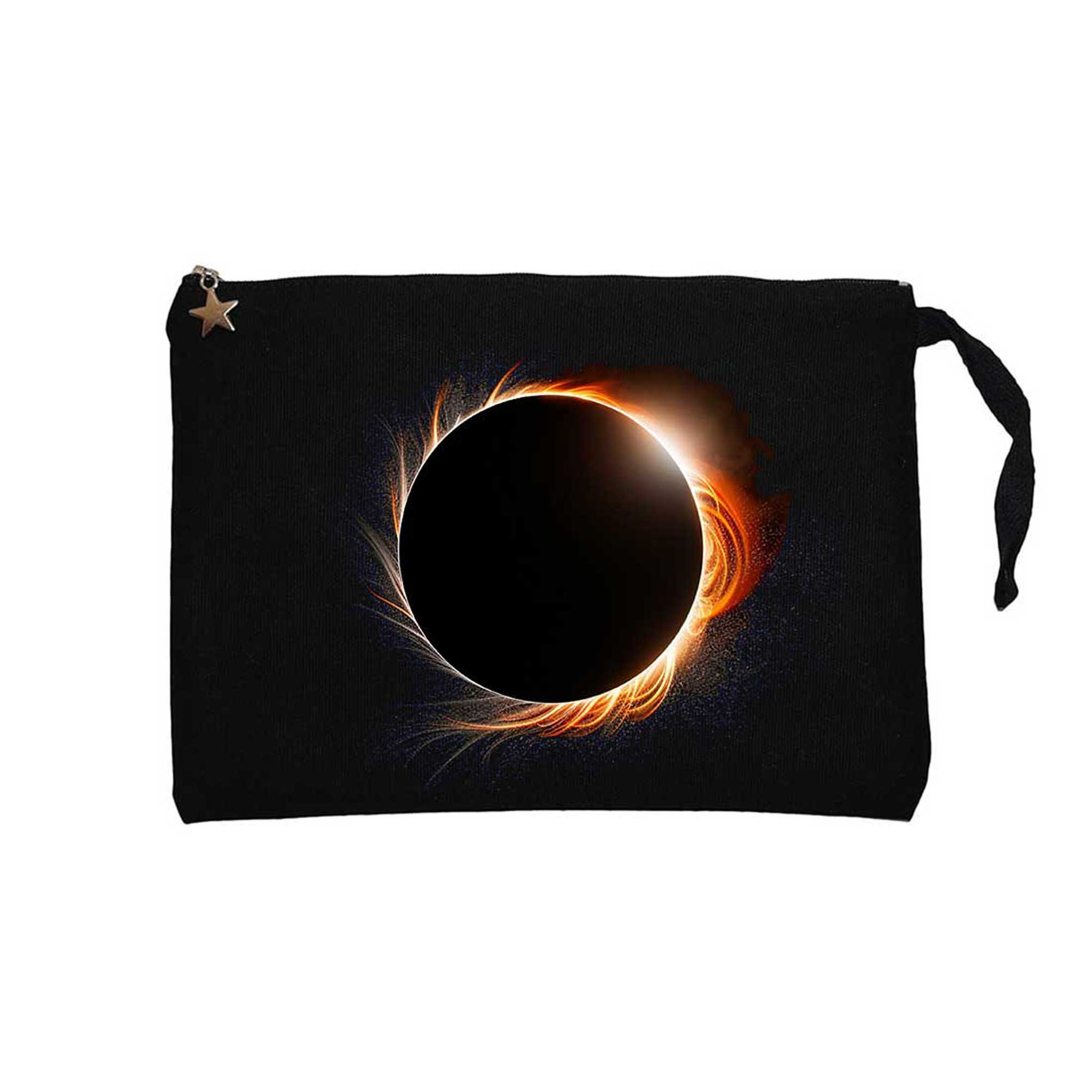 Solar Eclipse Siyah Clutch Astarlı Cüzdan / El Çantası