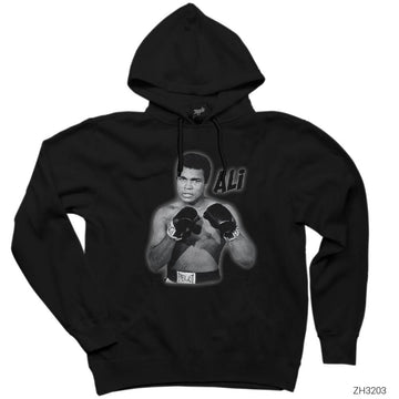 Muhammed Ali Poster Siyah Kapşonlu Sweatshirt Hoodie