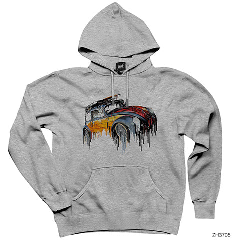 Awesome VDub Beetle Liquid Metal Art Gri Kapşonlu Sweatshirt Hoodie