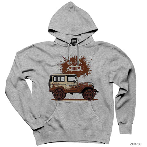Jeep Get Dirty Gri Kapşonlu Sweatshirt Hoodie