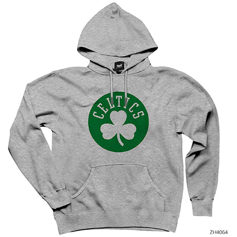 Boston Celtics Yonca Logo Gri Kapşonlu Sweatshirt Hoodie