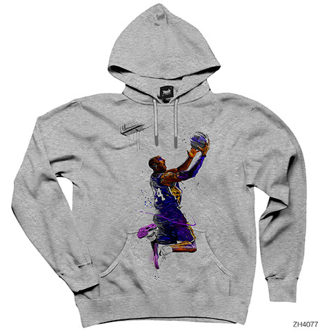 Kobe Bryant Slam Dunk Gri Kapşonlu Sweatshirt Hoodie