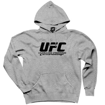 UFC LOGO Ultimate Championship Gri Kapşonlu Sweatshirt Hoodie